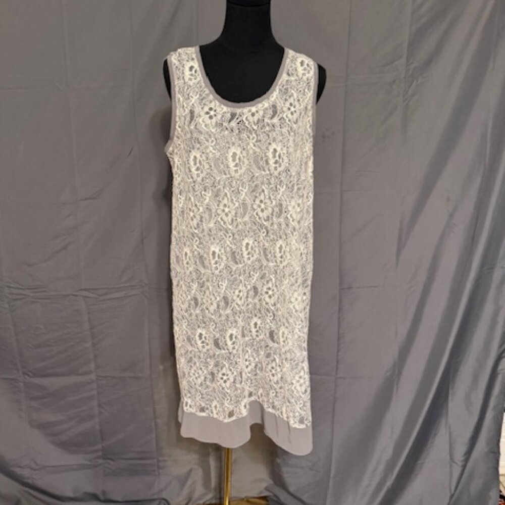 Sleeveless White Lace Overlay Dress